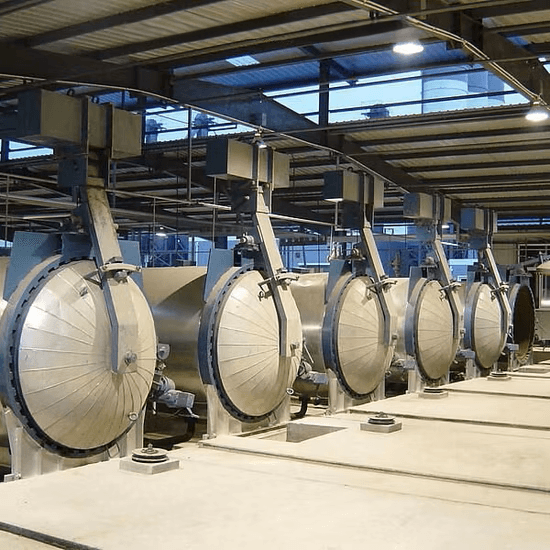 Autoclaves in an AAC production facility
